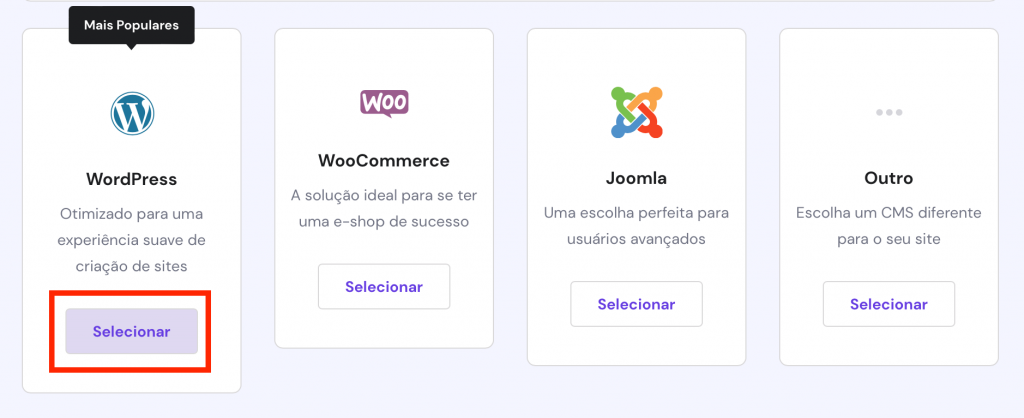 instalando wordpress diretamente pelo hpanel