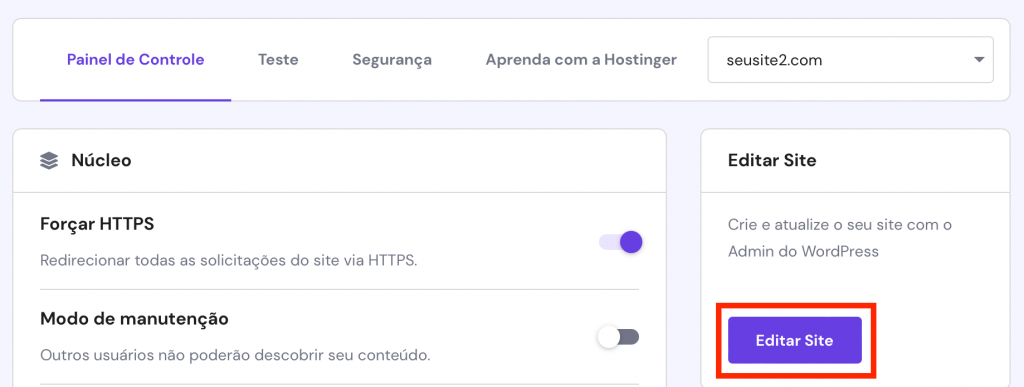 editar site WordPress pelo hpanel