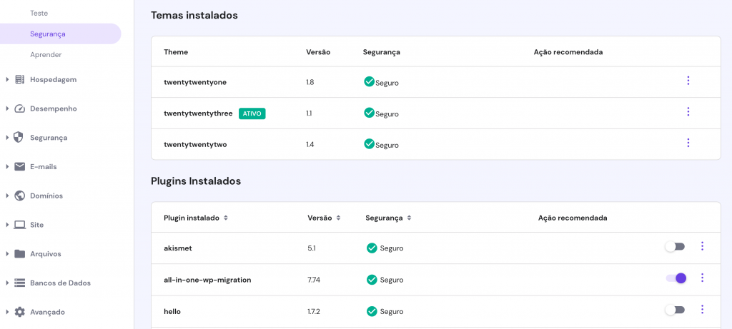 administrando temas e plugins do wordpress pelo hpanel