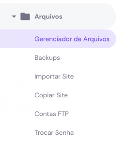 gerenciador de arquivos do hpanel