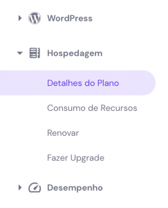 detalhes do plano de hospedagem no hpanel