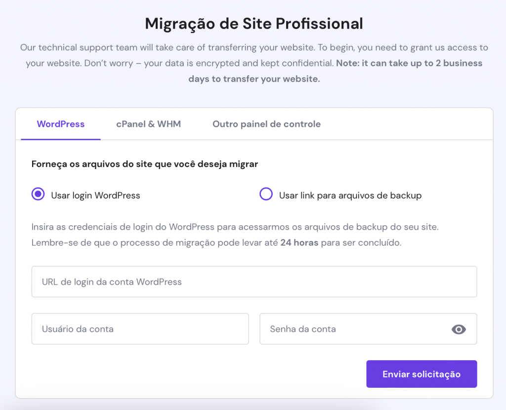 migrando site no hpanel