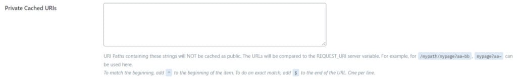 Configuração de cache privado de URLS no plugin LiteSpeed Cache