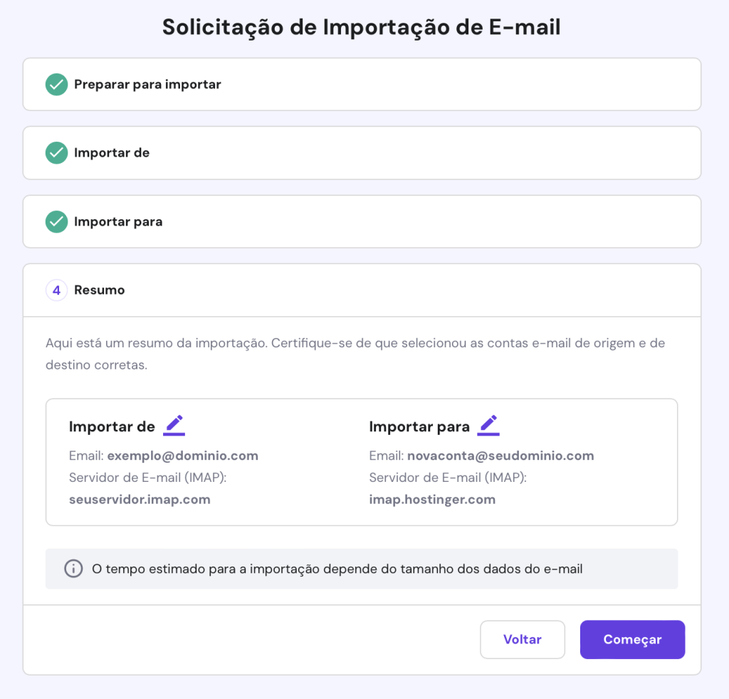 importando email no hpanel