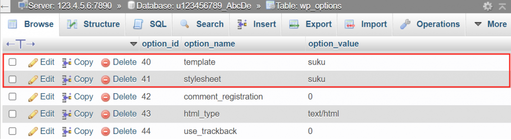 mudando tema do wordpress via phpmyadmin