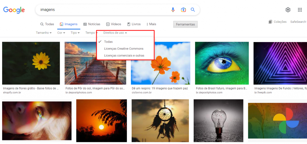 Como encontrar Imagens Sem Direitos autorais no Google
