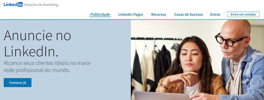 página inicial do LinkedIn ads