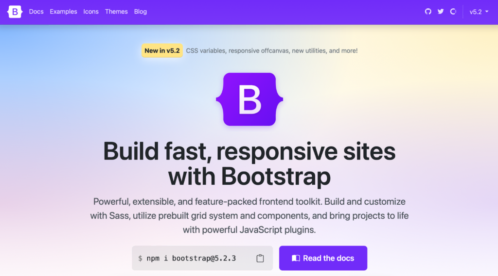 página inicial do bootstrap