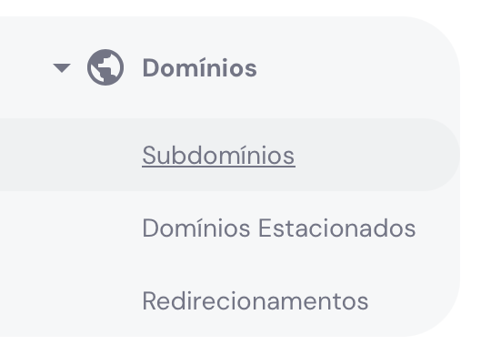 opção de subdomínios no hpanel