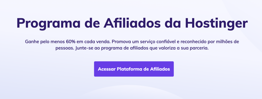 Página inicial de marketing de afiliados da Hostinger