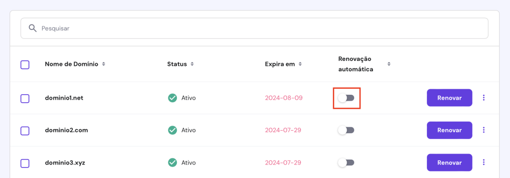 habilitando renovação automática de domínio no hpanel