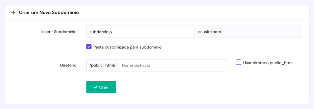 criando subdomínio pelo hpanel