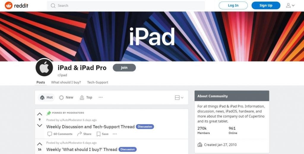 subreddit do ipad e ipad pro