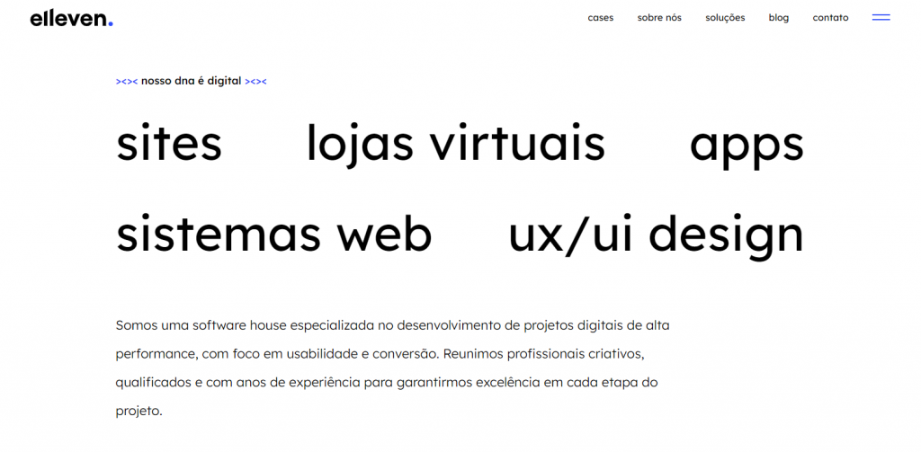 Página inicial da Elleven
