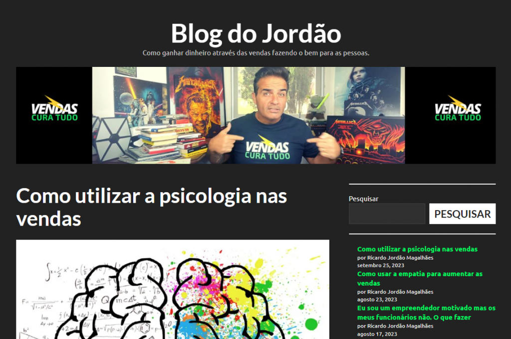 captura de tela do blog do jordão