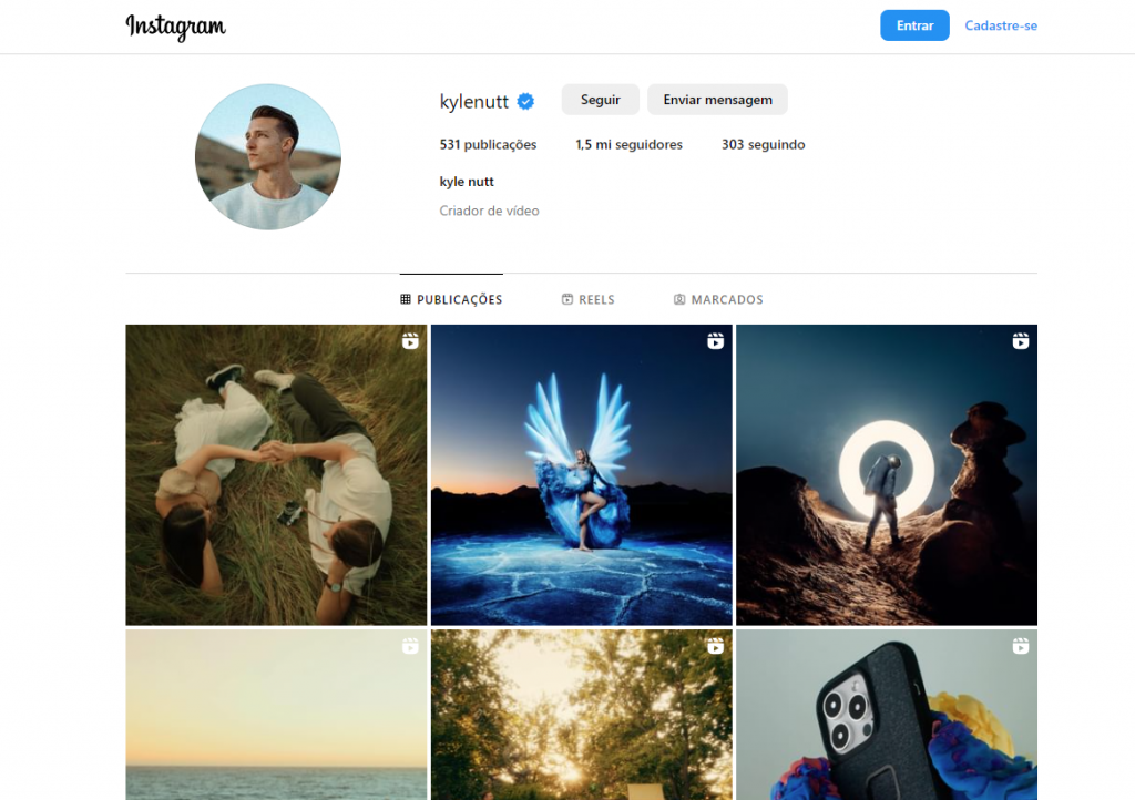 instagram do fotógrafo kyle nutt