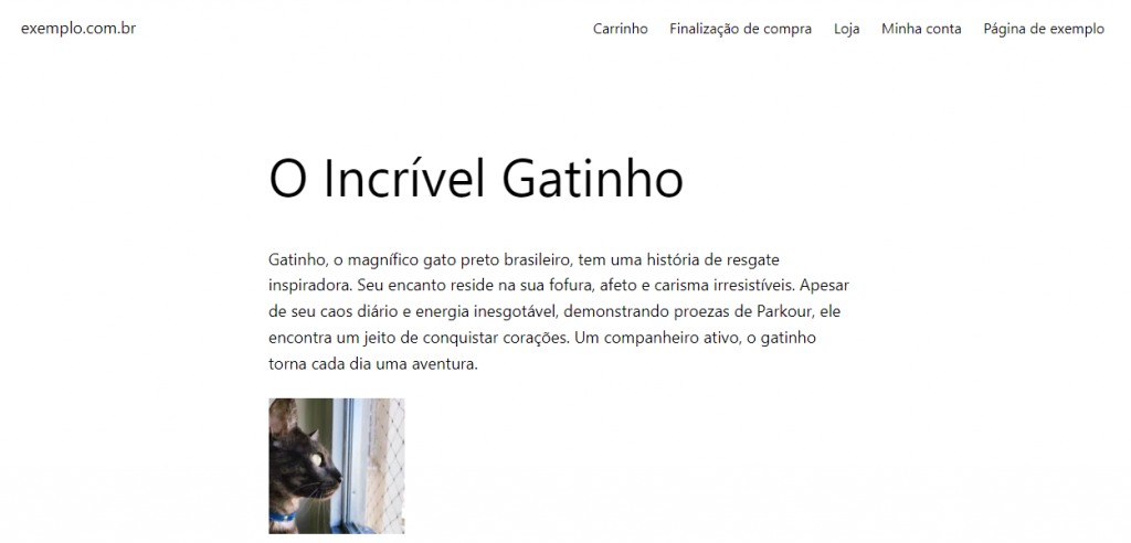 Exemplo de imagem em miniatura num post do WordPress sobre o incrível gatinho