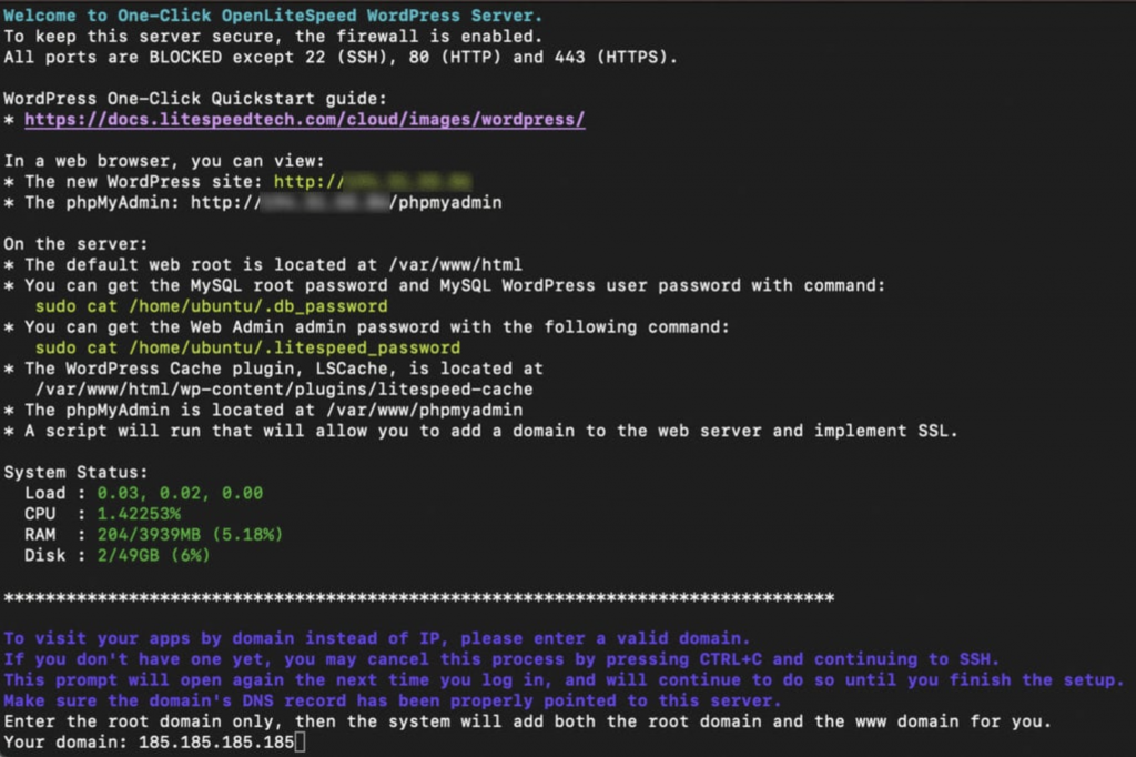 configurando openlitespeed no vps kvm da hostinger