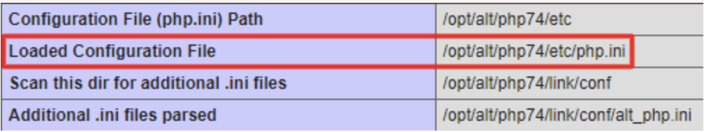 conferindo a seção loaded configuration file do arquivo php.ini