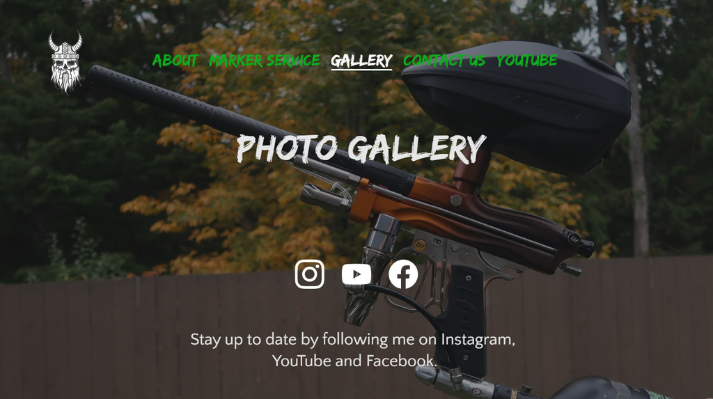 Galeria de fotos com links para mídias sociais de Repair Paintball