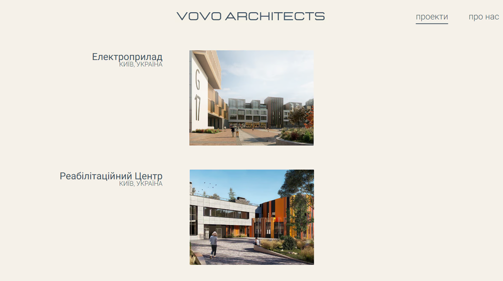 Página inicial de Vovo Architects