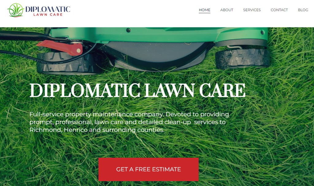 Página inicial de Diplomatic Lawn Care