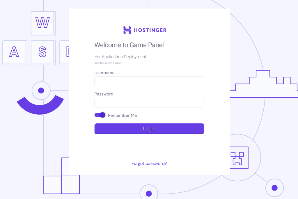 Painel de login do GamePanel