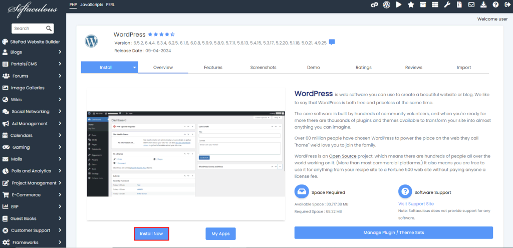 instalando o wordpress pelo softaculous (cpanel)