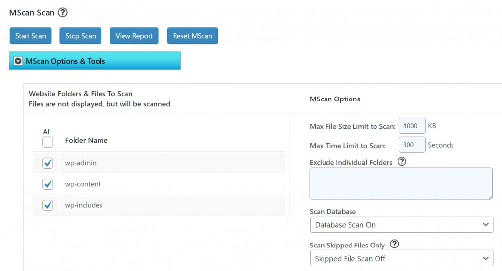 configurações do plugin bulletproof security