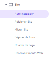 seção do auto instalador selecionada no menu lateral do hPanel