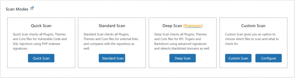 modos de escaneamento de malware do miniorange