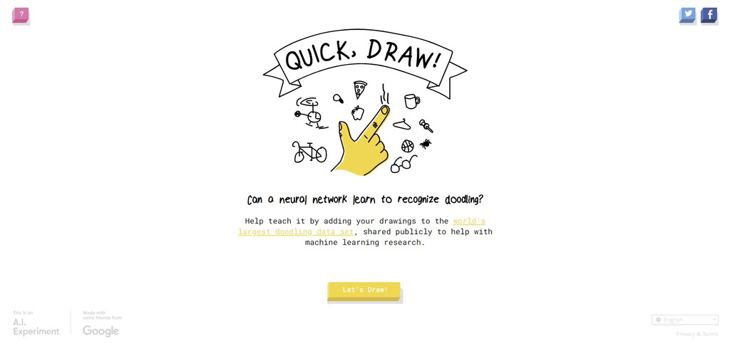 exemplo de sites estranhos: quick, draw!