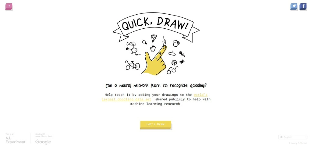 exemplo de sites estranhos: quick, draw!