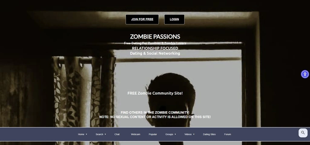página inicial do site zombie passions