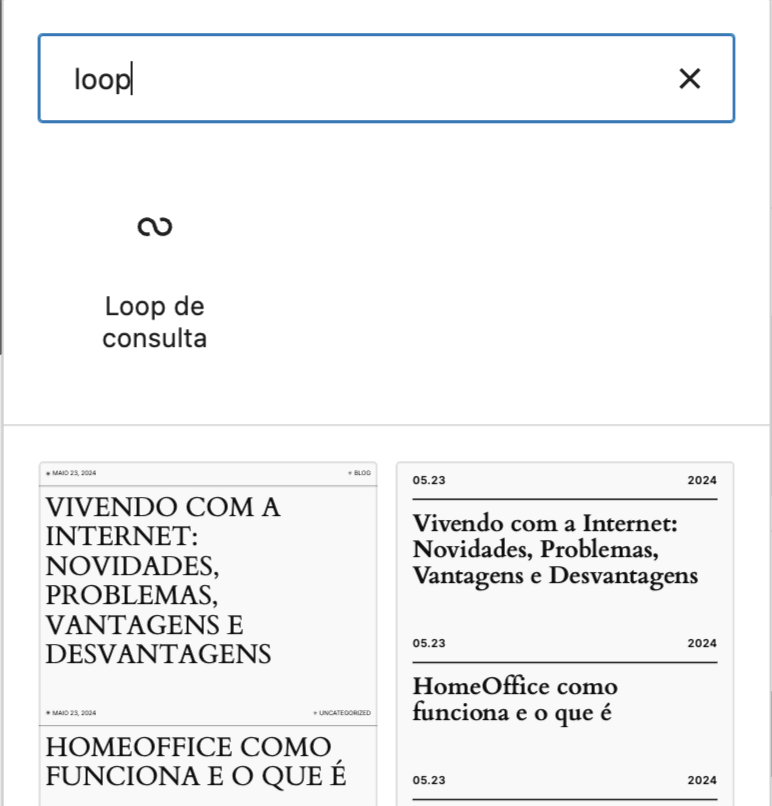 Tela para adicionar Loop de Consulta