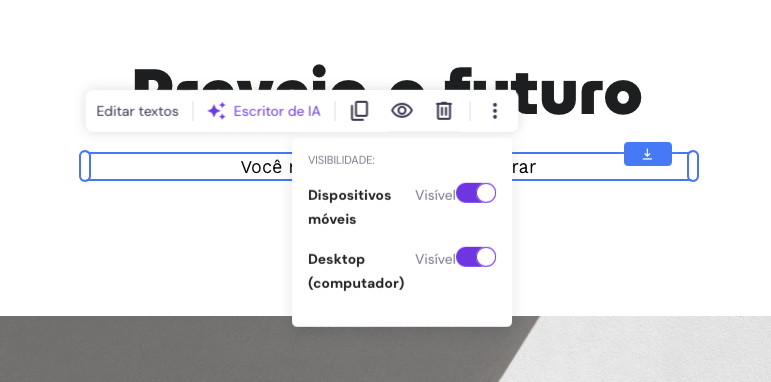 configurando visibilidade de elemento em dispositivos móveis e desktop no criador de sites da hostinger