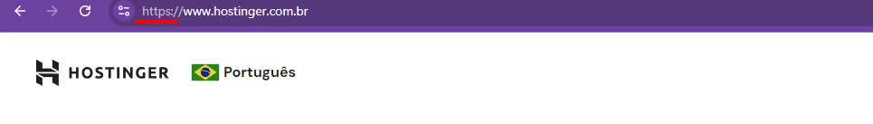 URL da Hostinger mostrando o protocolo https