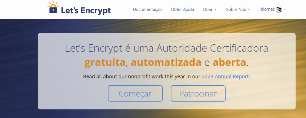 Página inicial da Let’s Encrypt