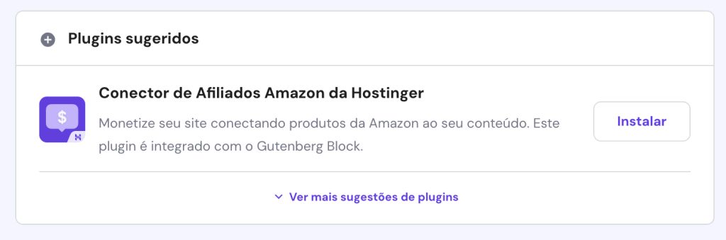 Conector de Afiliados Amazon da Hostinger