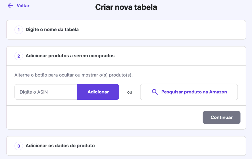 Tela para pesquisar produtos para serem comparados