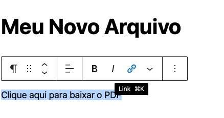 adicionando link para pdf no editor do wordpress