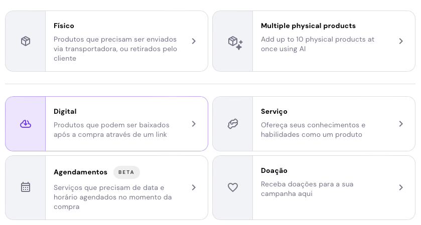 adicionando produto digital na loja virtual do criador de sites da hostinger