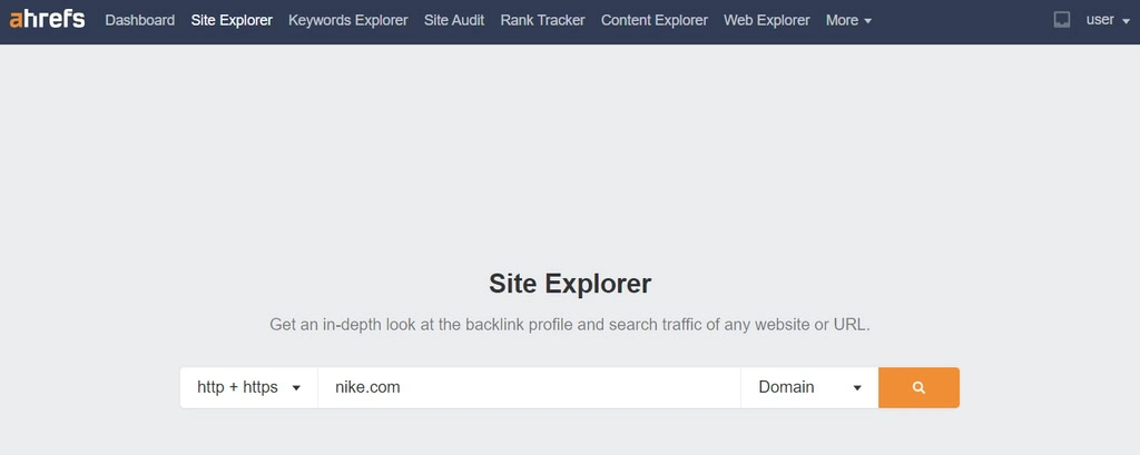 explorador de site do ahrefs