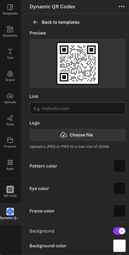 como criar qr code dinâmico no canva