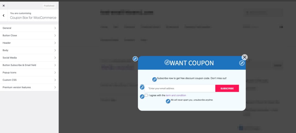 captura e tela do plugin coupon box for woocommerce