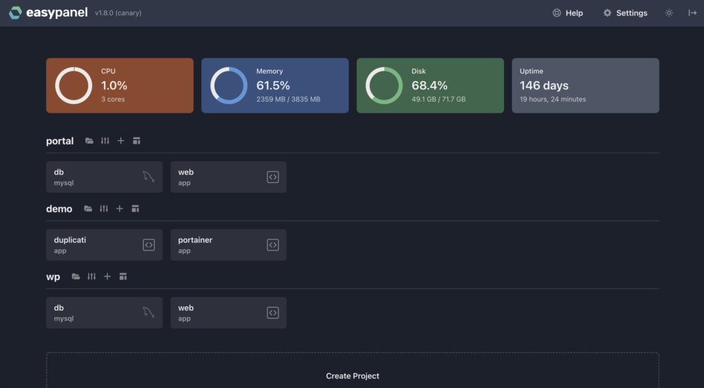 easypanel, painel de controle vps