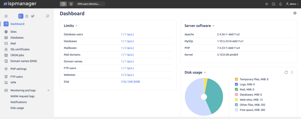 painel de controle ispmanager para vps