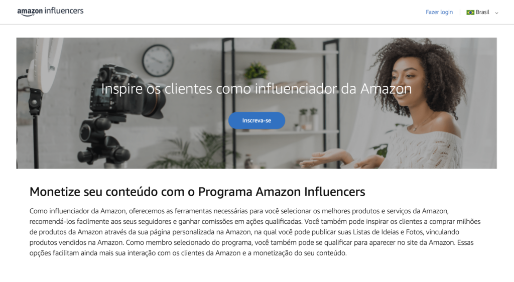 site do programa amazon influencers