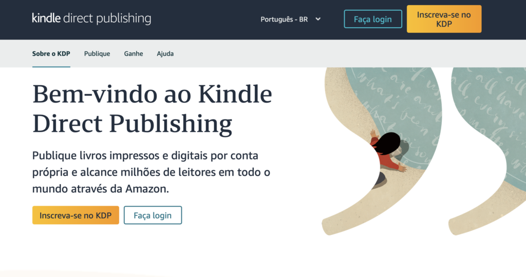 página do amazon kindle direct publishing (KDP)