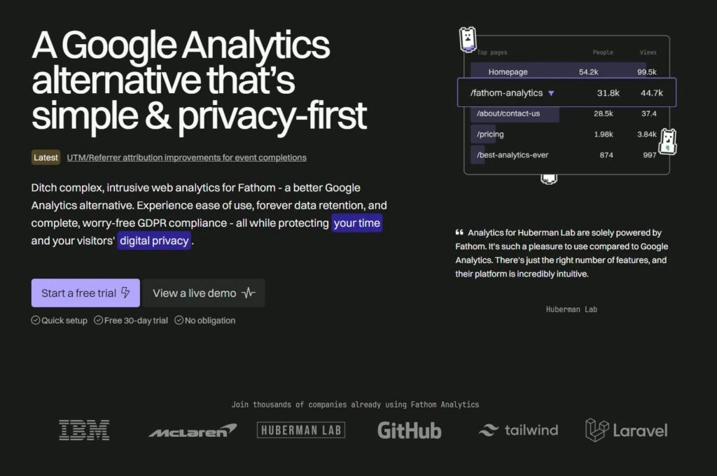 Site do fathom analytics